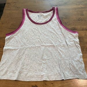 Mossimo Supply Co EUC Cropped Sleeveless Swing Top Gym Casual Pink Maroon Piping